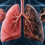 How smoking damages your lungs compared with healthy lungs and alveoli